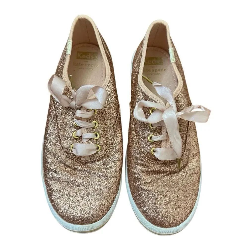 Keds x Kate Spade Rose Gold Glitter Sneakers Girls Size 4
